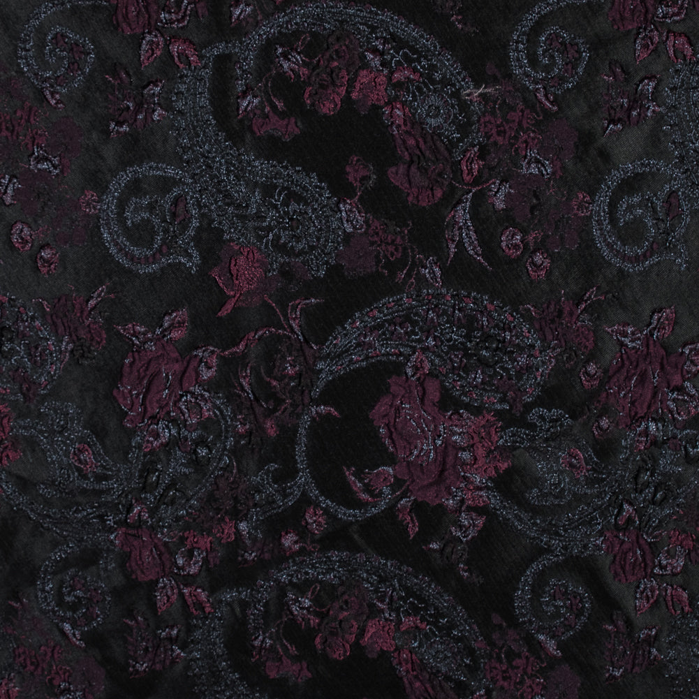 Aubergine and Black Luxury Paisley Metallic Brocade - Joann Fabrics