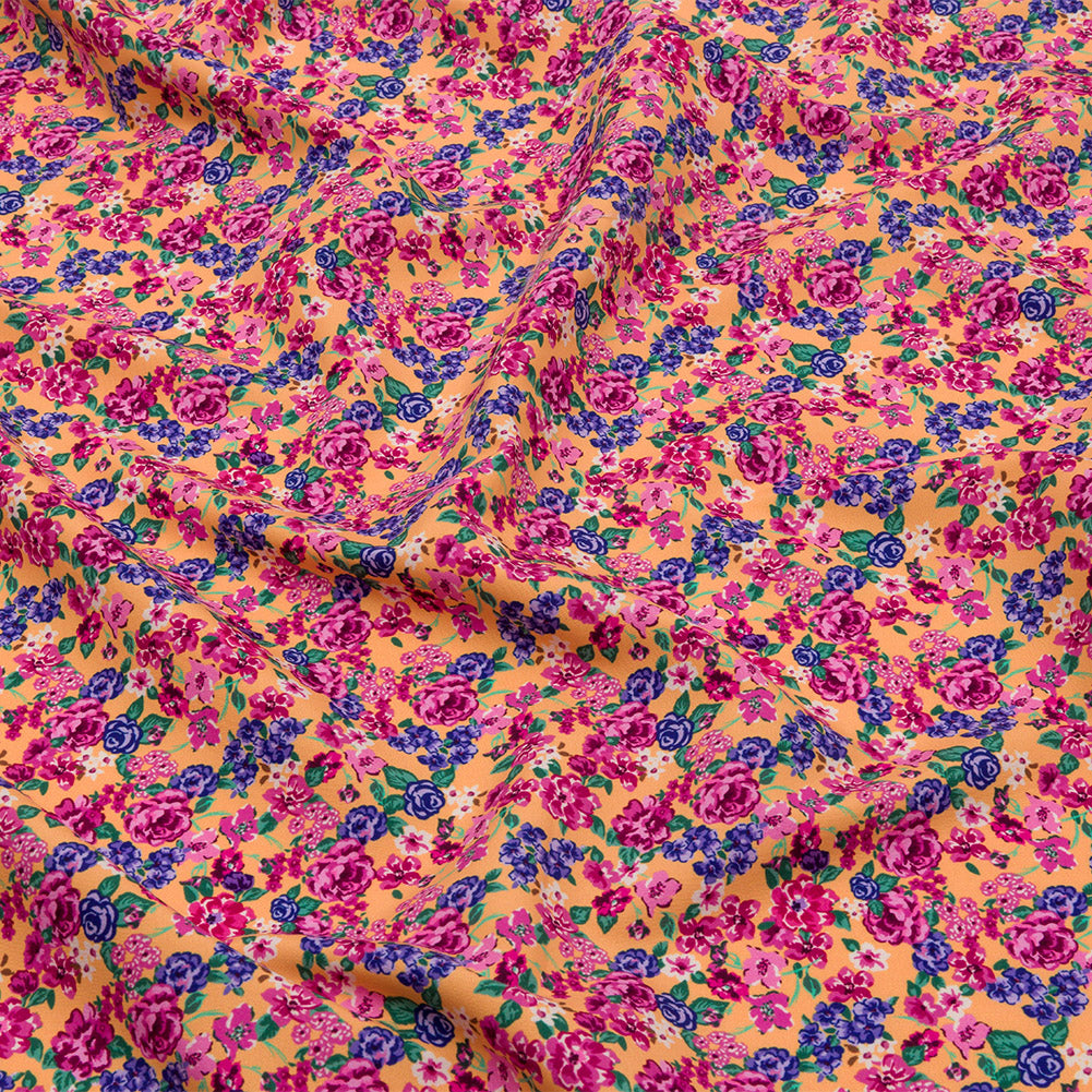 Recycled Polyester Swim Trunk Fabric - Peach and Pink Floral - Peony Paradise Print - Mood Exclusive Malibu Collection - Joann Fabrics