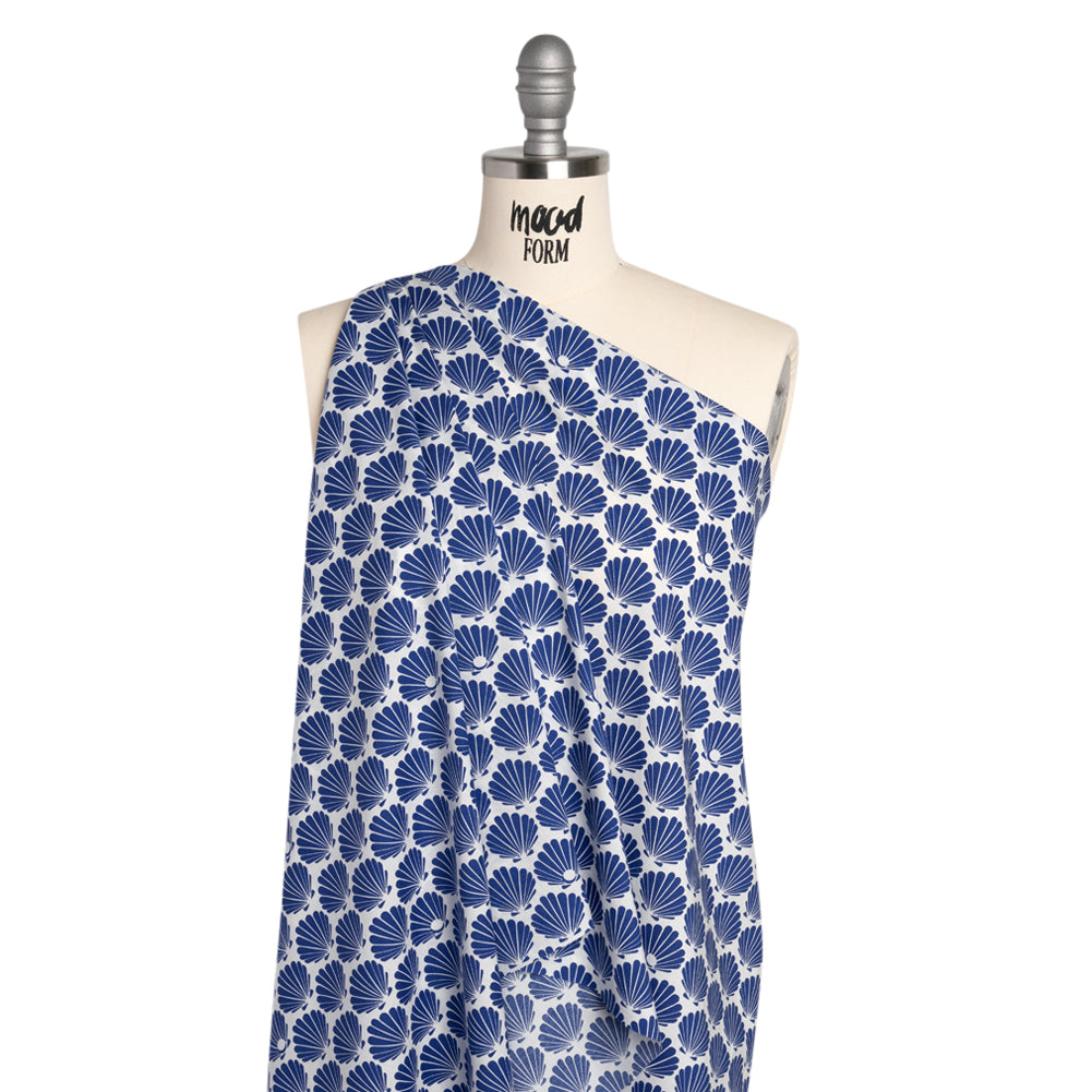 Cotton and Rayon Shirting - Blue and White Seashells - Joann Fabrics