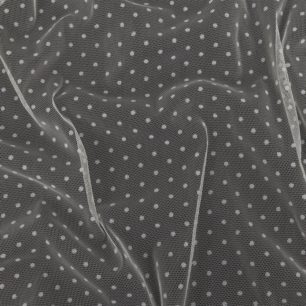Famous Australian Designer Cream Polyester Mesh with Flocked Polka Dots - Joann Fabrics