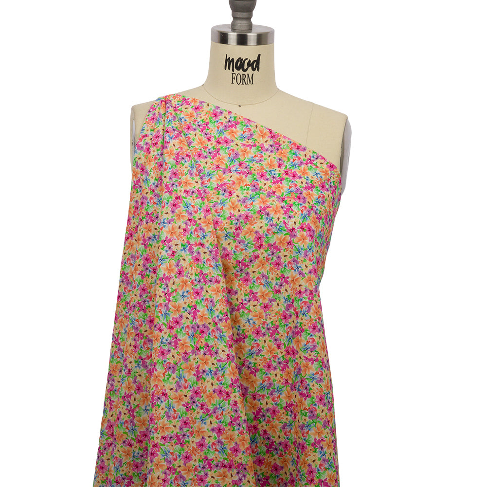 Cotton Voile - Pink and Orange Floral - Isola Bella Print - Mood Exclusive Secret Garden Collection - Joann Fabrics