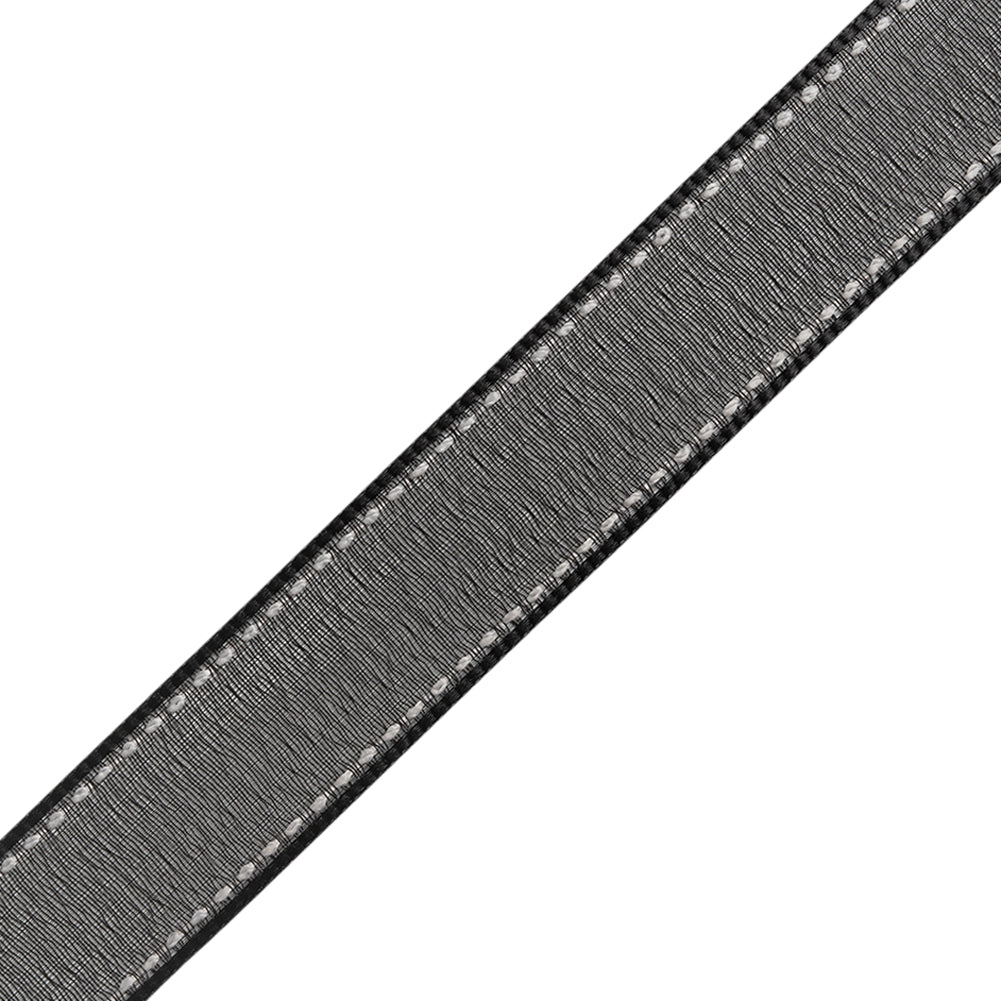 Sheer Ribbon with White Stitched Border - 0.75