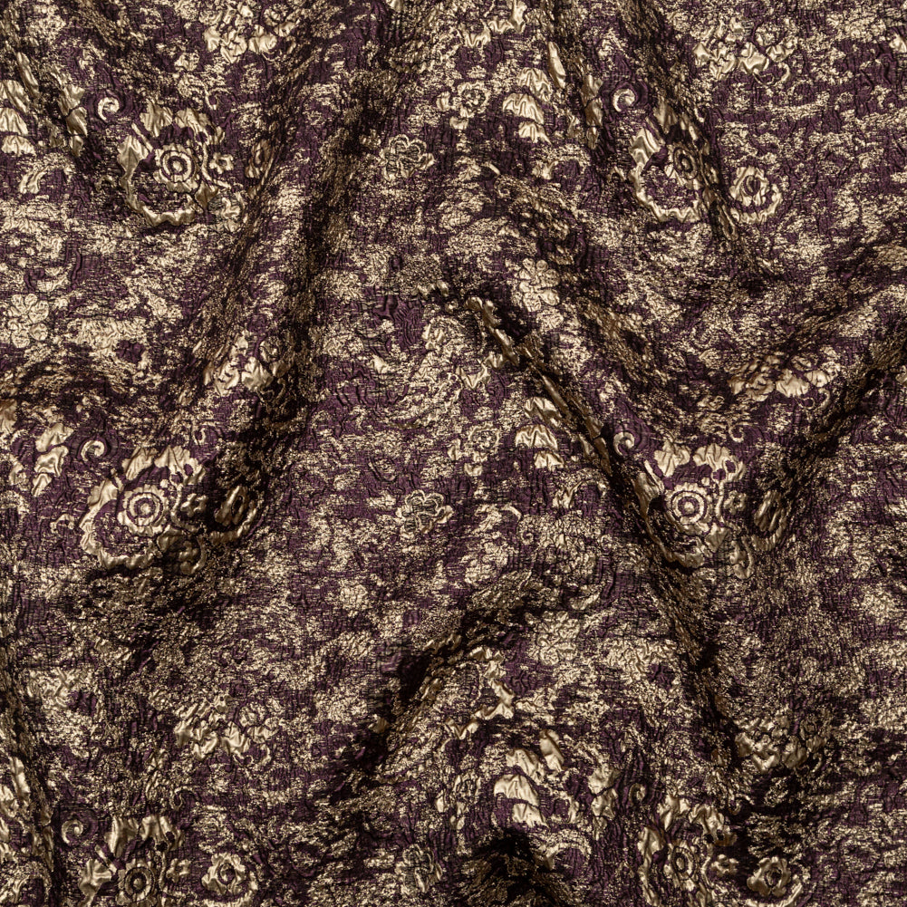 Aubergine and Gold Luxury Metallic Brocade - Joann Fabrics