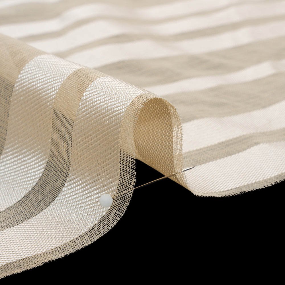 Famous Australian Designer Beige Striped Polyester Burnout Woven - Joann Fabrics