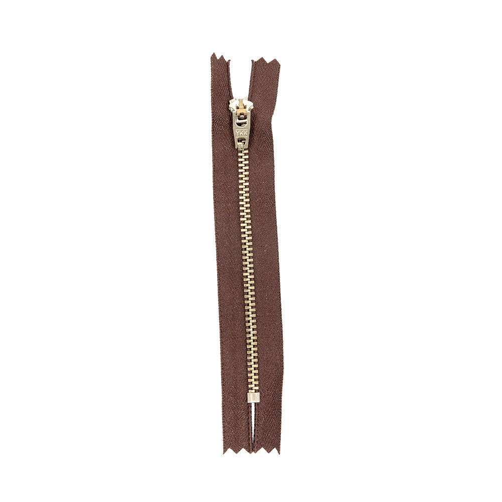YKK Brown Metal Closed Bottom Zipper with Silver Teeth - 5