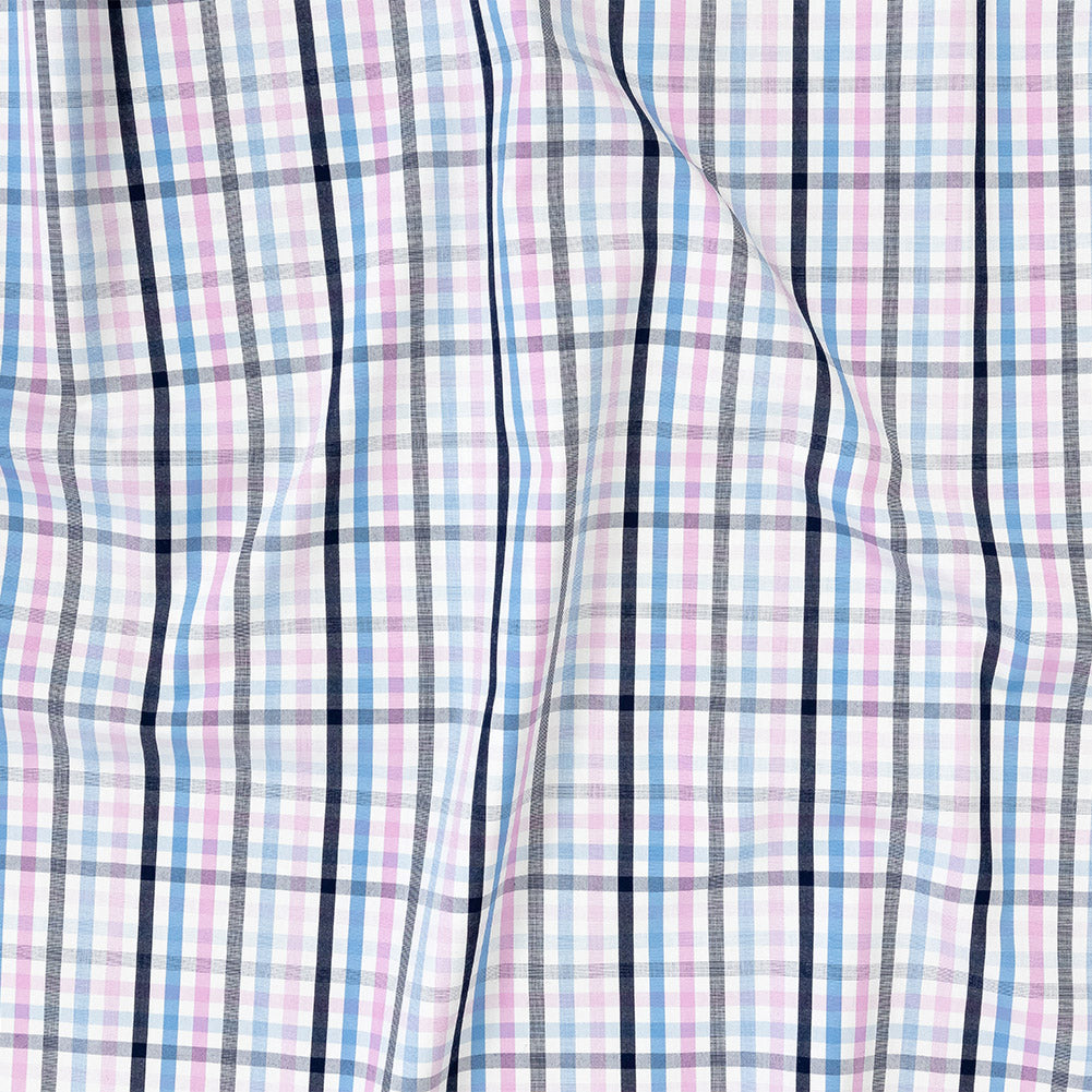 Premium Sky Blue, Candy Pink and White Plaid Cotton Shirting - Joann Fabrics
