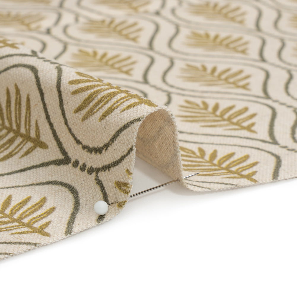 Cotton and Linen Canvas Print - Gold Leaf Motif - British Imported - Joann Fabrics