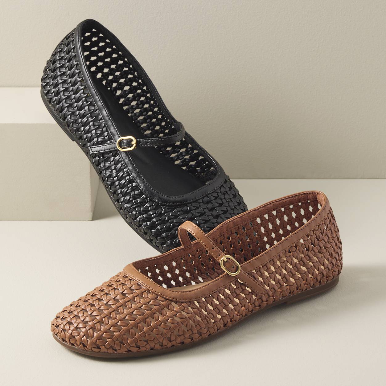 Artisan Woven Leather Flats, Soft, Adjustable Strap - Northstyle Catalog
