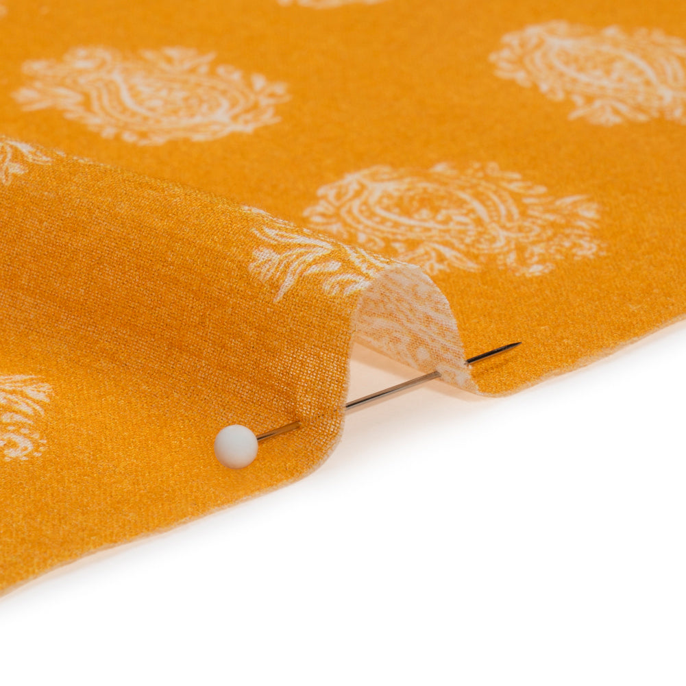 Crinkled Cotton Gauzy Woven Print - Mango Orange Paisley Spots - Mood Exclusive Perhaps Paisleys - Joann Fabrics