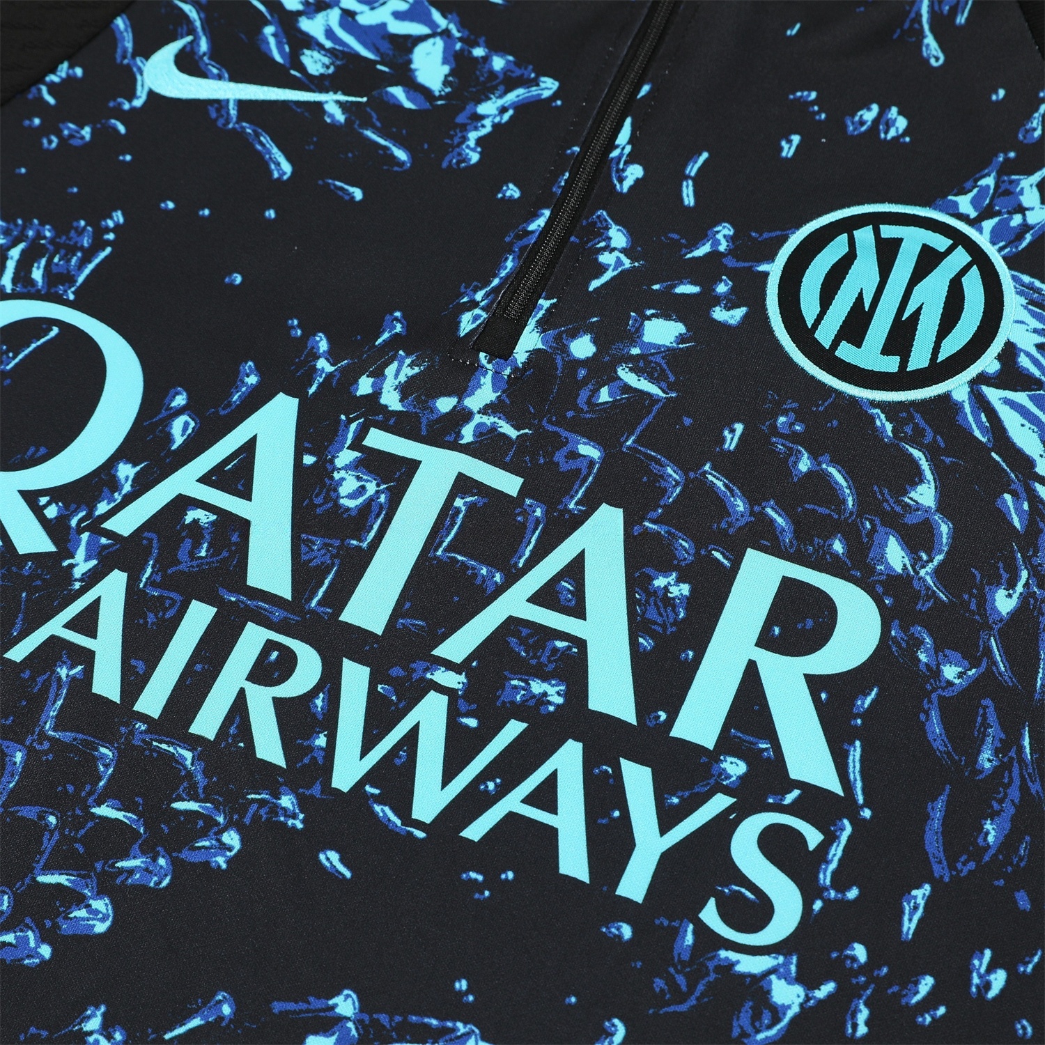 Inter Milan 25-26 Long Sleeve Training Set - Blue Dragon Scales Top & Black Pants - UnitedFutballJersey