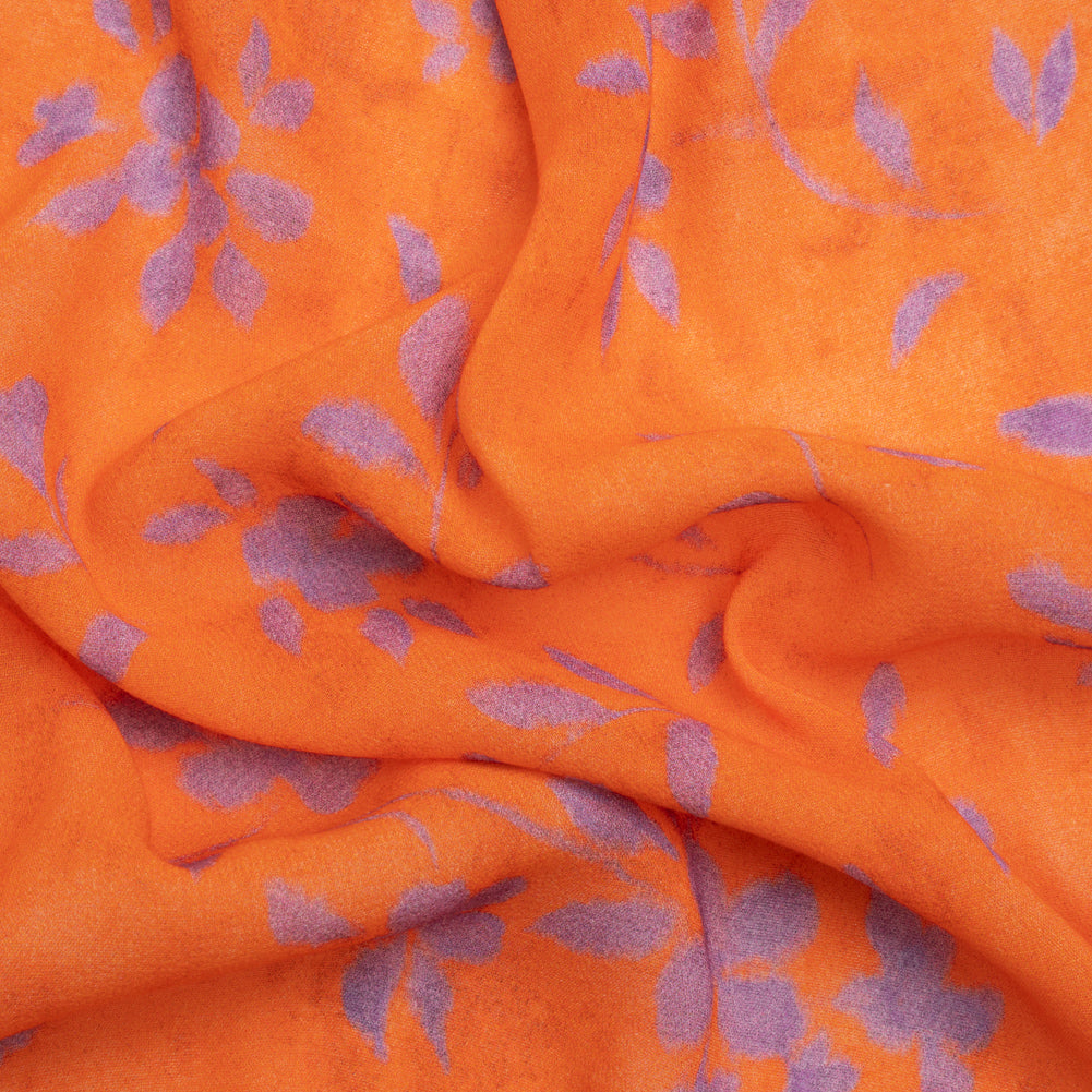 Mood Exclusive Orange and Purple Stamped on my Mind Viscose Georgette - Joann Fabrics