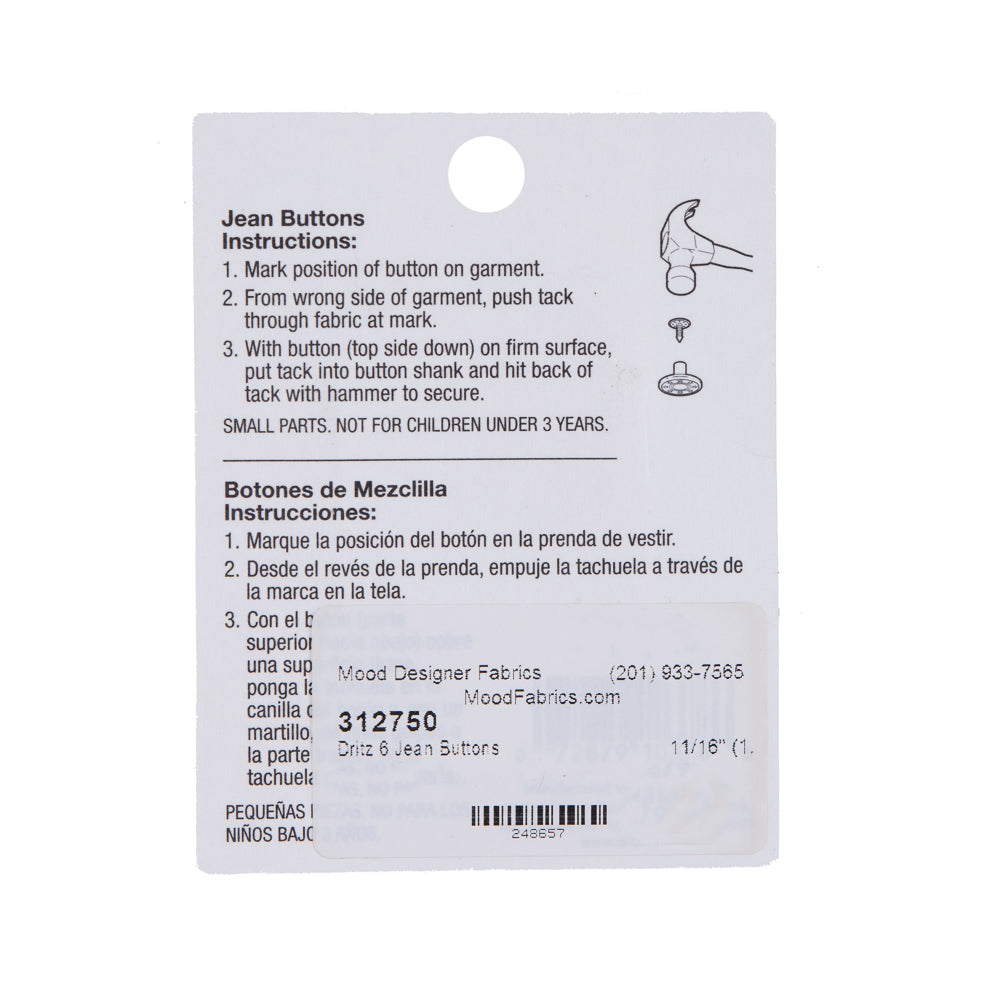 Dritz Gold Jean Buttons - 6 ct - Joann Fabrics