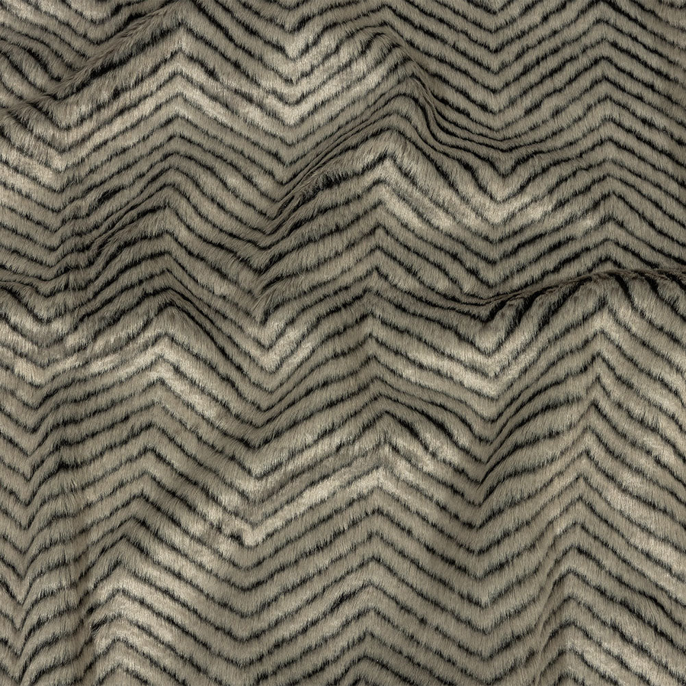 Gray and Black Chevron Ribbed Luxury Faux Fur - Joann Fabrics