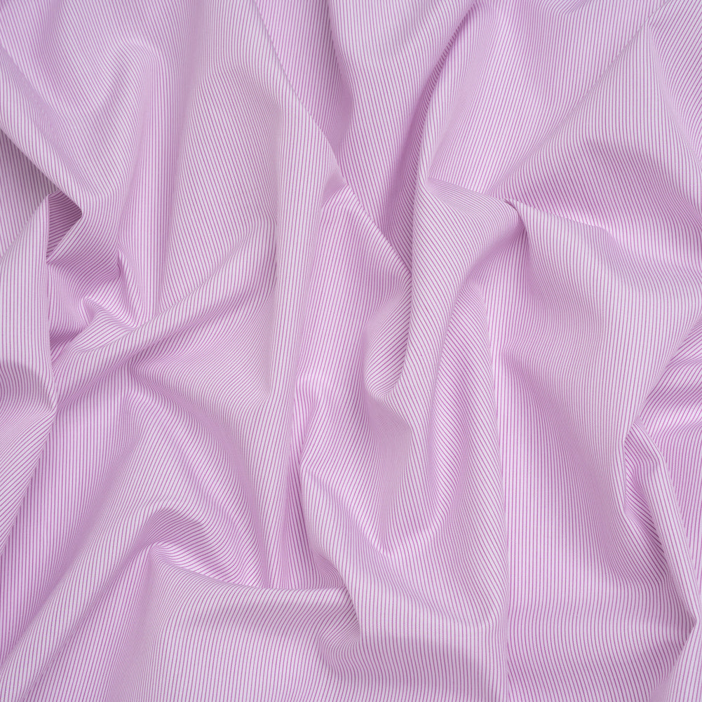 Cotton Poplin Shirting - White and Purple Pinstripes - Deadstock - Joann Fabrics