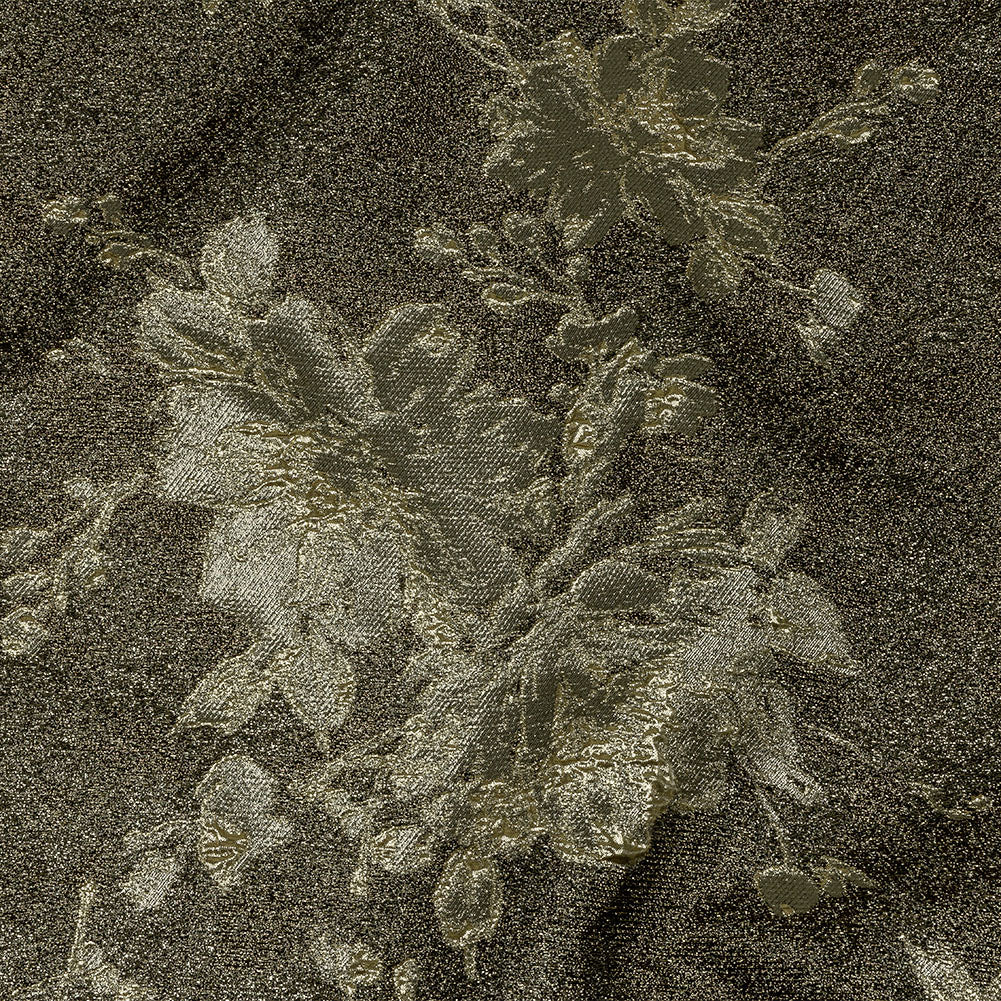 Metallic Graphite and Gold Crackled Floral Luxury Brocade - Joann Fabrics