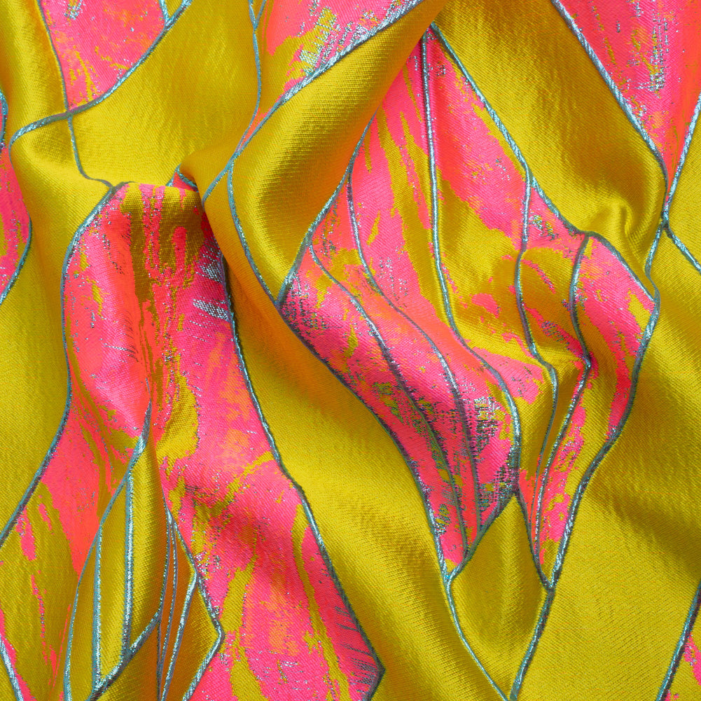 Metallic Sky, Citron and Neon Pink Diamond Dreams Luxury Brocade - Joann Fabrics