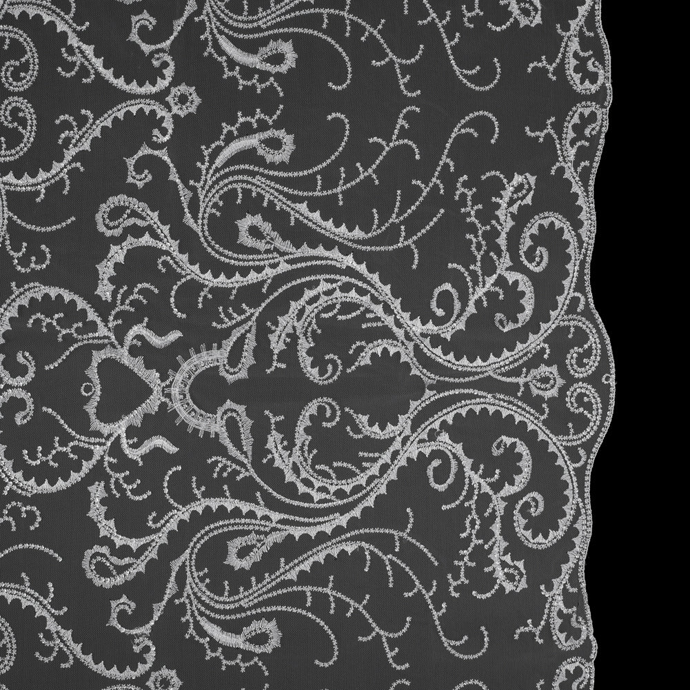 Embroidered Tulle with Sequins - White Fancy Swirls - Joann Fabrics