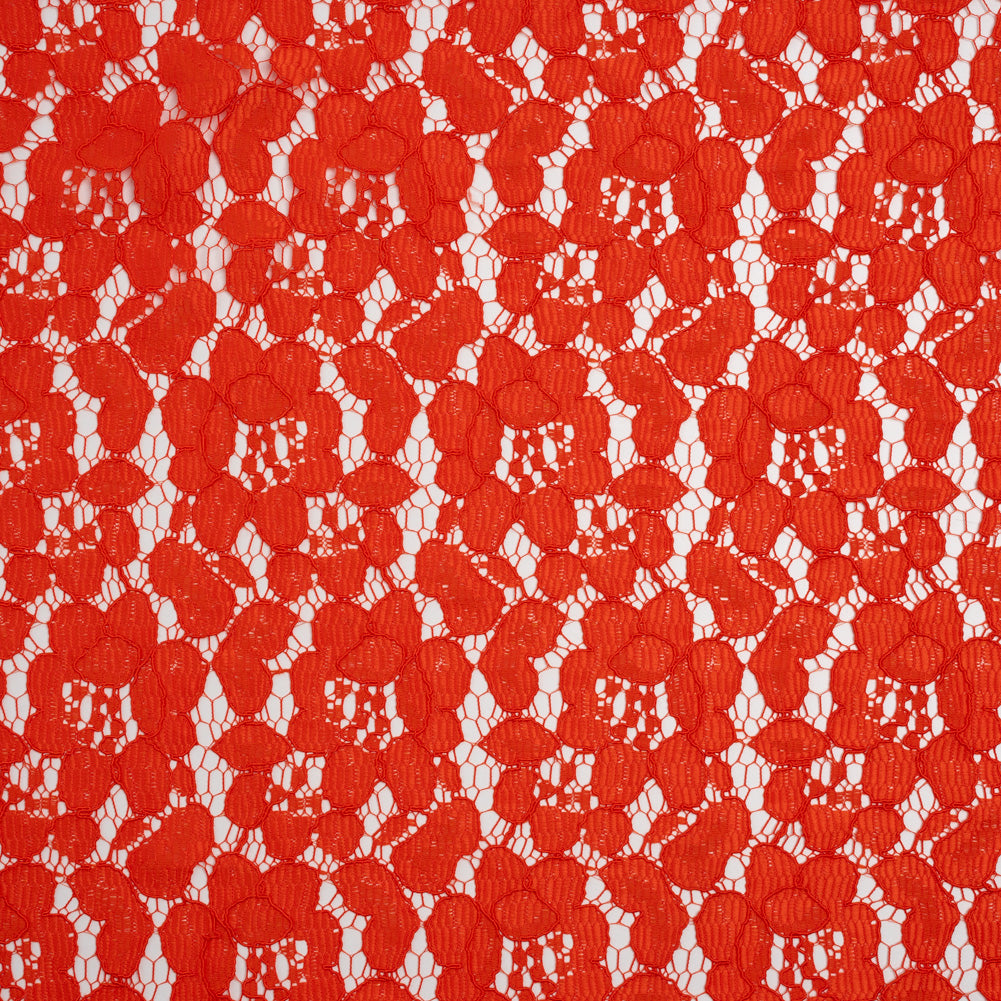Corded Lace - Red Orange Floral - Designer Deadstock - Joann Fabrics