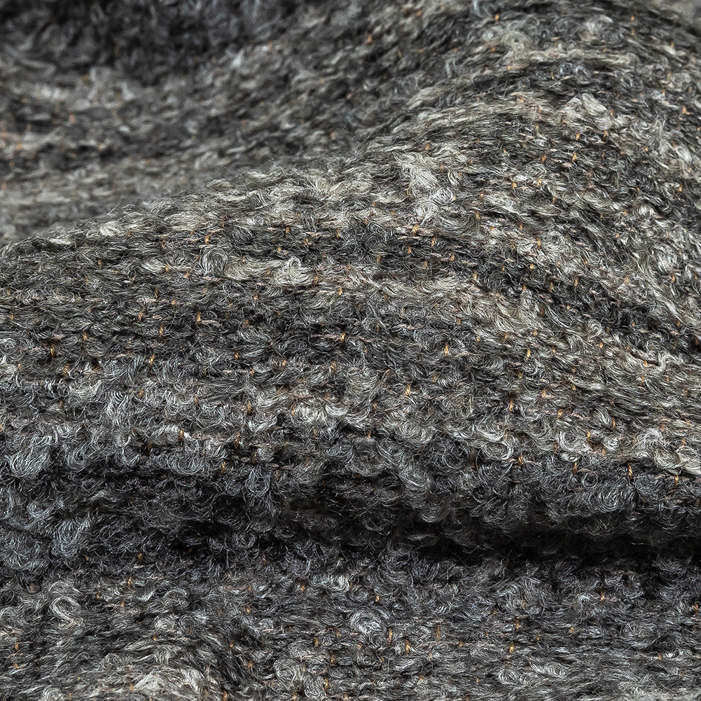 Graphite Striated Acrylic and Cotton Boucle with Tan Woven Backing - Joann Fabrics