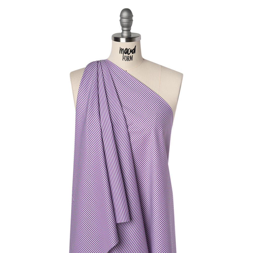Cotton Shirting - Grape and White Candy Stripes - Deadstock - Joann Fabrics