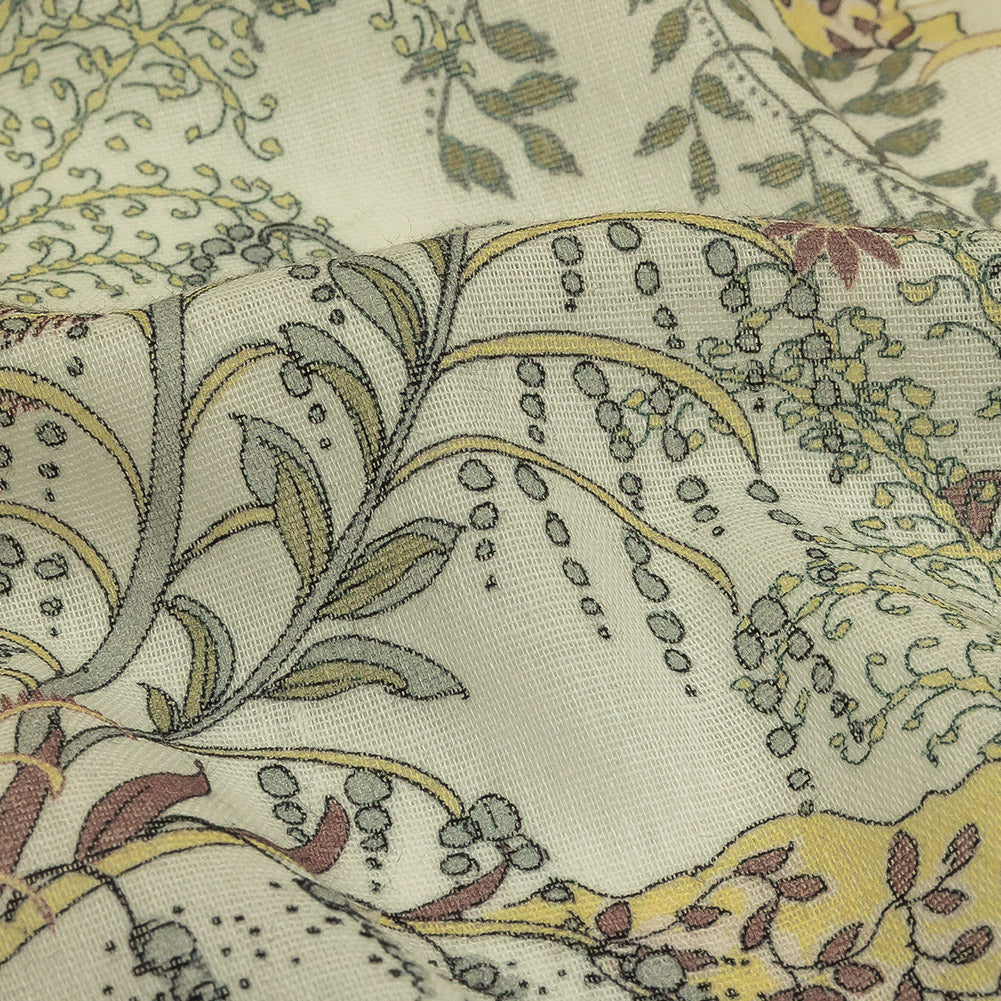Cotton Gauze - Tea Green Plants and Florals - Mood Exclusive Storybook Illustrations Print - Joann Fabrics