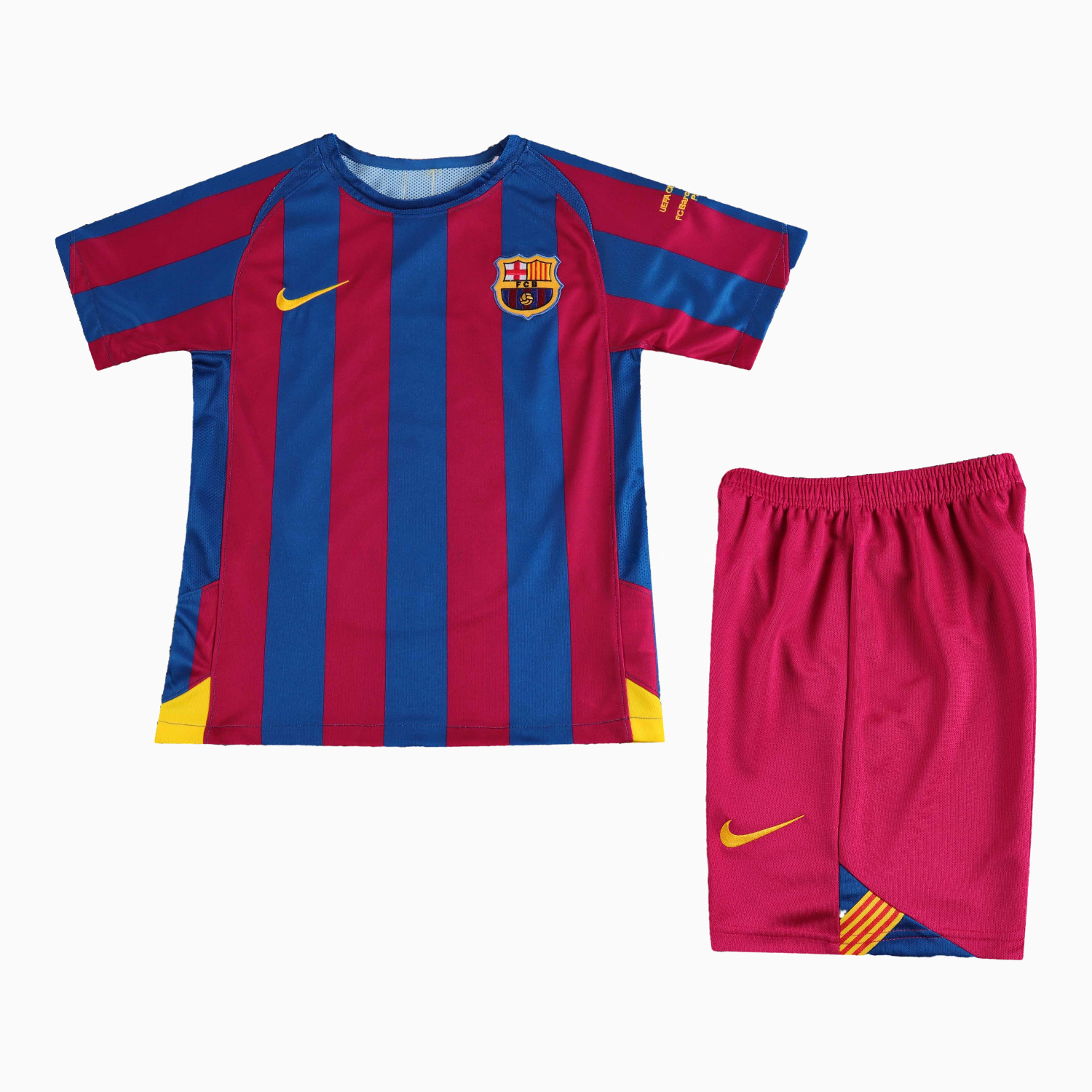 Retro Barcelona 2005-06 Home Stadium Kids Kit - Champions League Version - UnitedFutballJersey