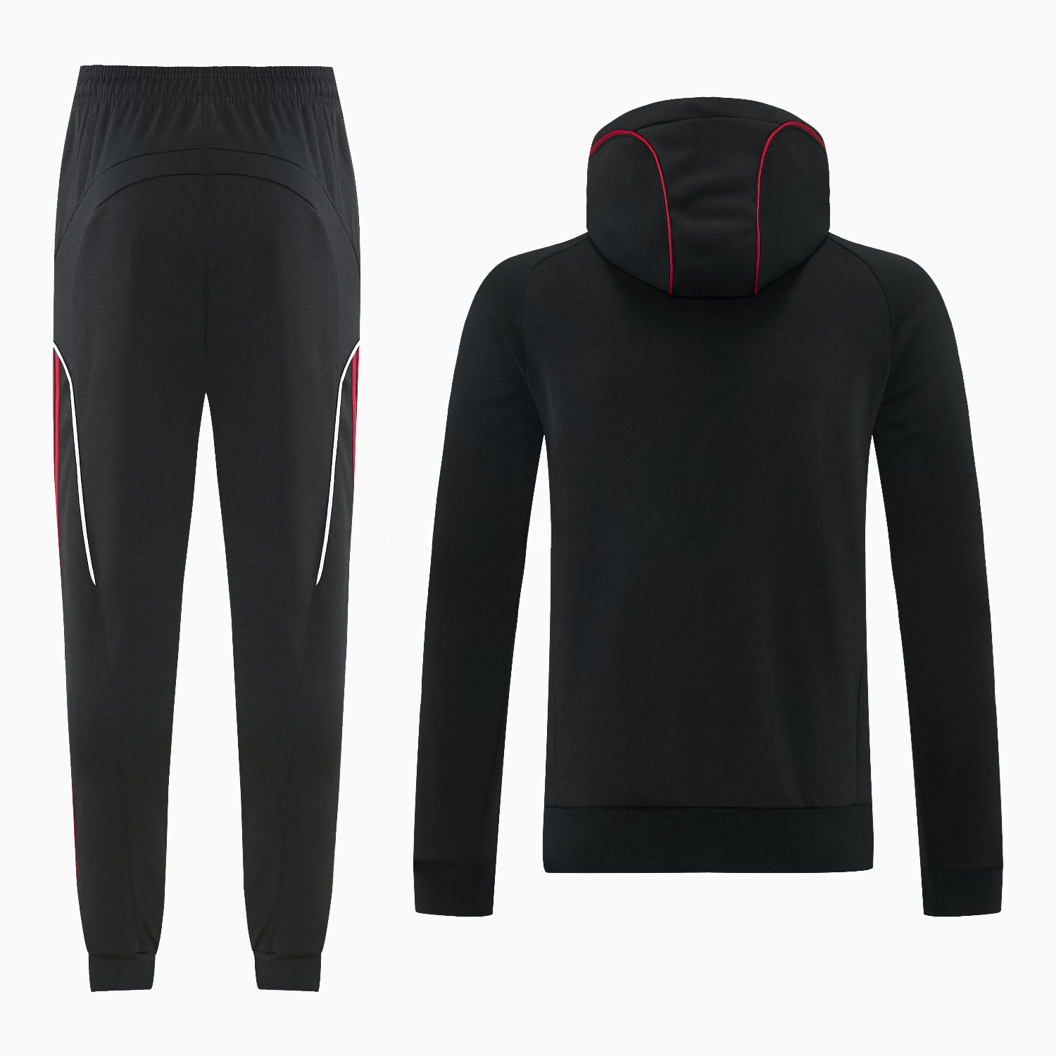 Liver.pool 25-26 Hooded Windbreaker Training Set - Black Top & Black Pants - UnitedFutballJersey