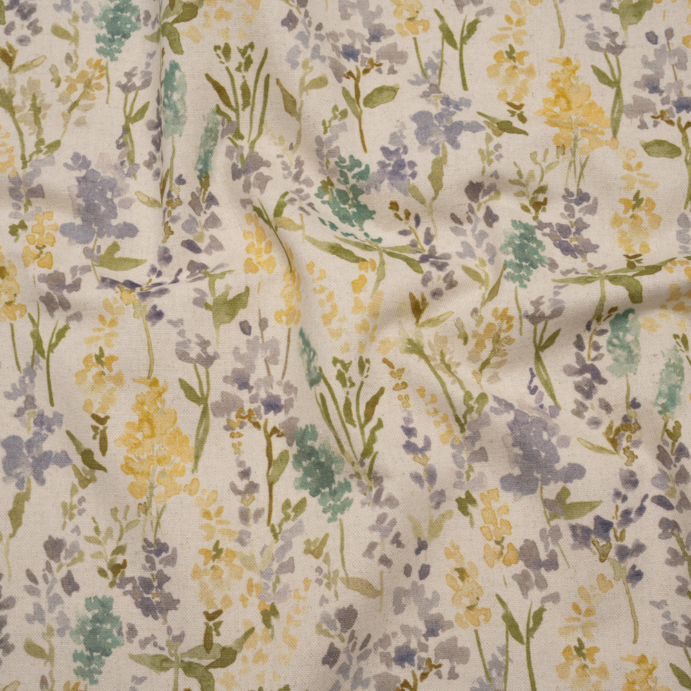 Printed Cotton and Linen Canvas - Heather Painterly Flowers - British Imported - Joann Fabrics