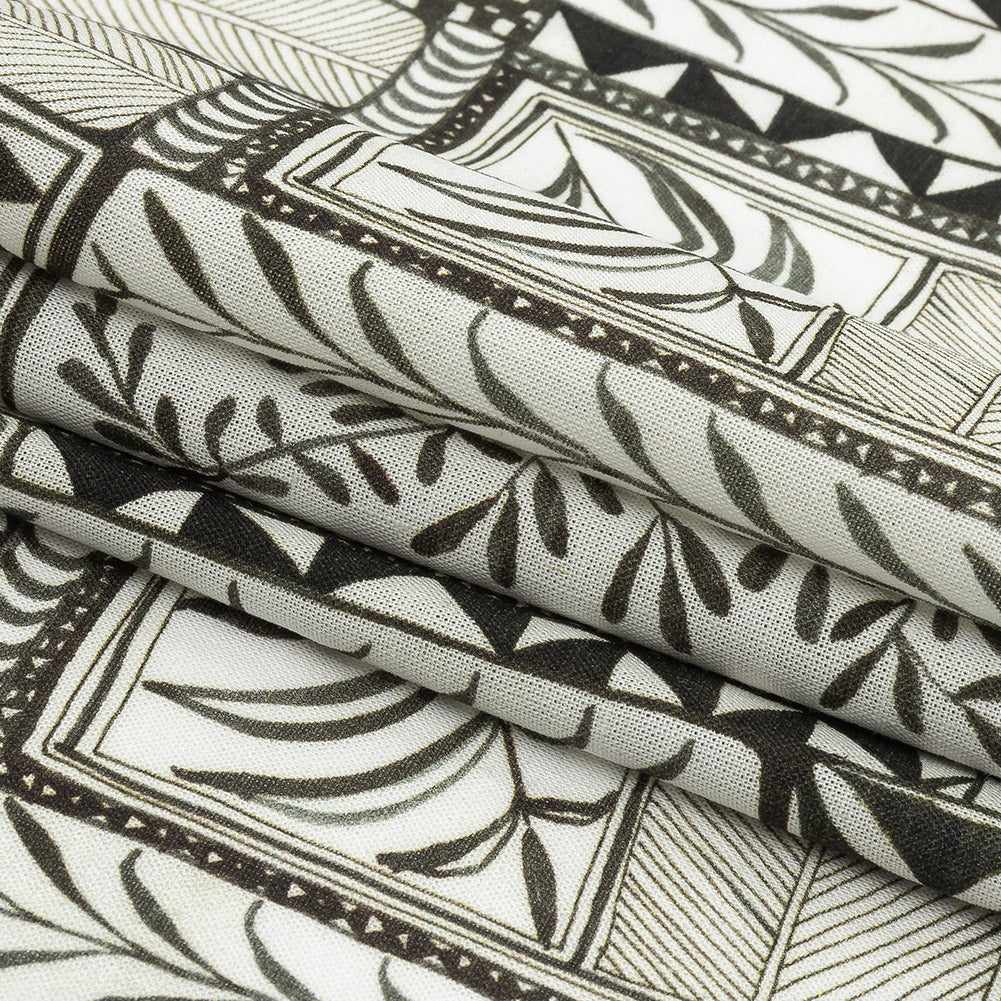 Lightweight Viscose-Linen Woven Print - Smoke Patchwork Doodles - Mood Exclusive Collector’s Botany - Joann Fabrics