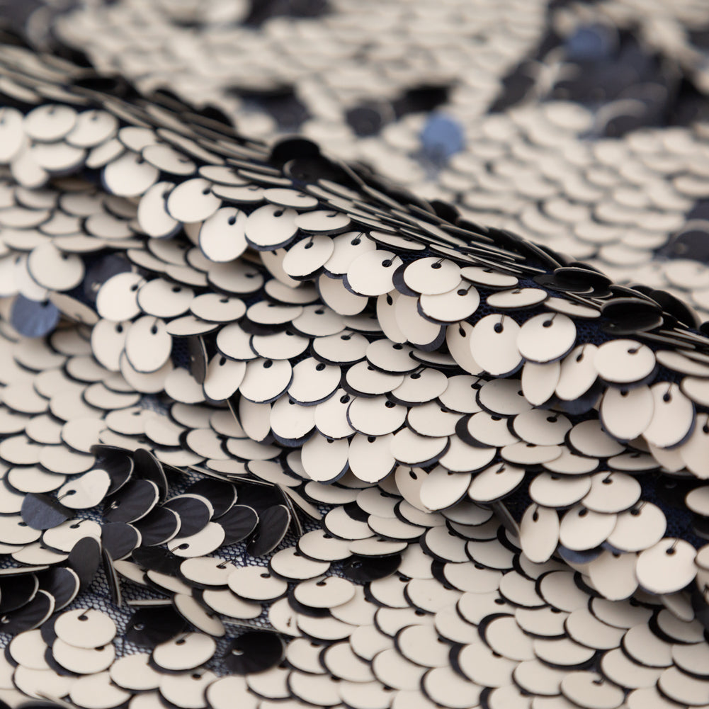 Duo-Tone Paillette Sequin Fabric - Navy Blue and White - Joann Fabrics