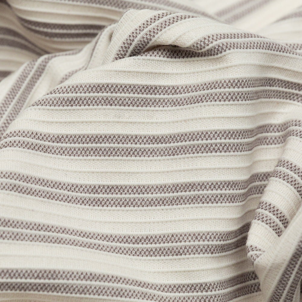 Off-White and Gray Striped Tactile Stretch Knit - Joann Fabrics