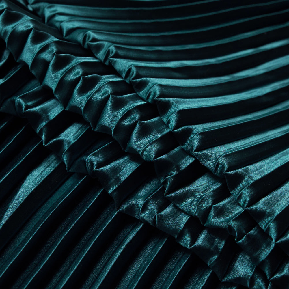 Pleated Stretch Satin - Teal - Andreas Collection - Joann Fabrics