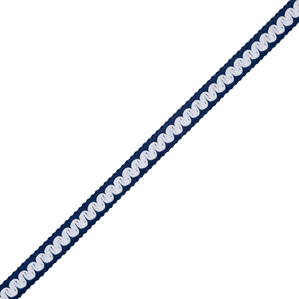 Navy and White Woven Trim - 0.75