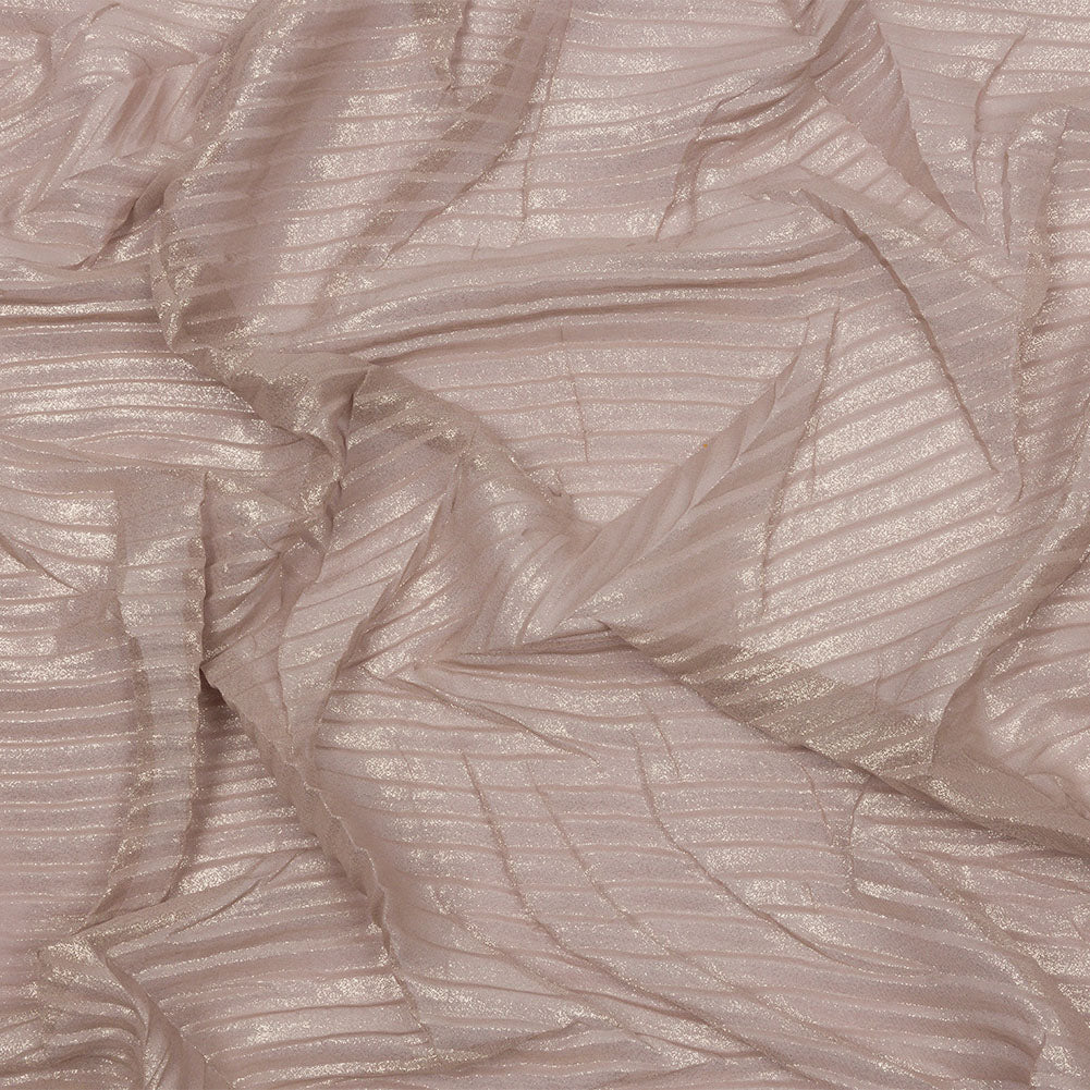 Polyester Chiffon with Abstract Pleats and Gold Foil - Tan - Melia Collection - Joann Fabrics
