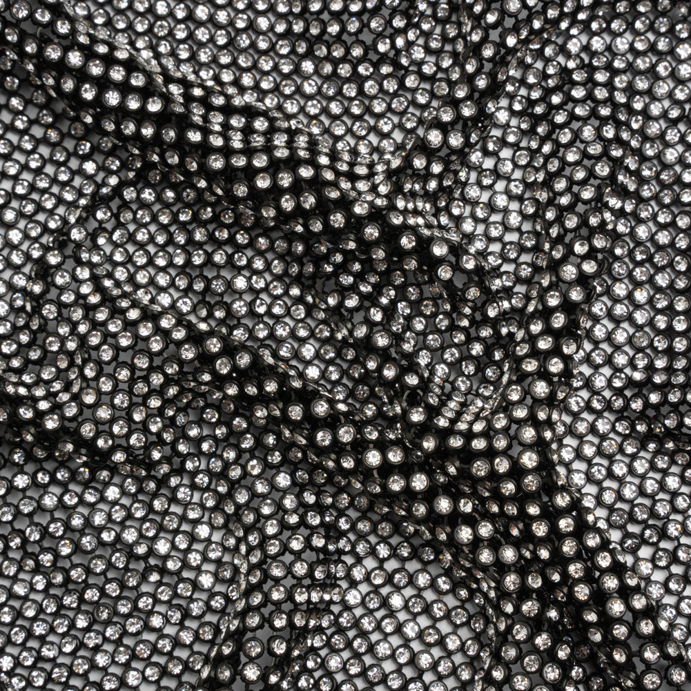 Rhinestone Aluminum Chainmail Fabric Panel, 4mm - Black and Crystal - Astraia Collection - Joann Fabrics