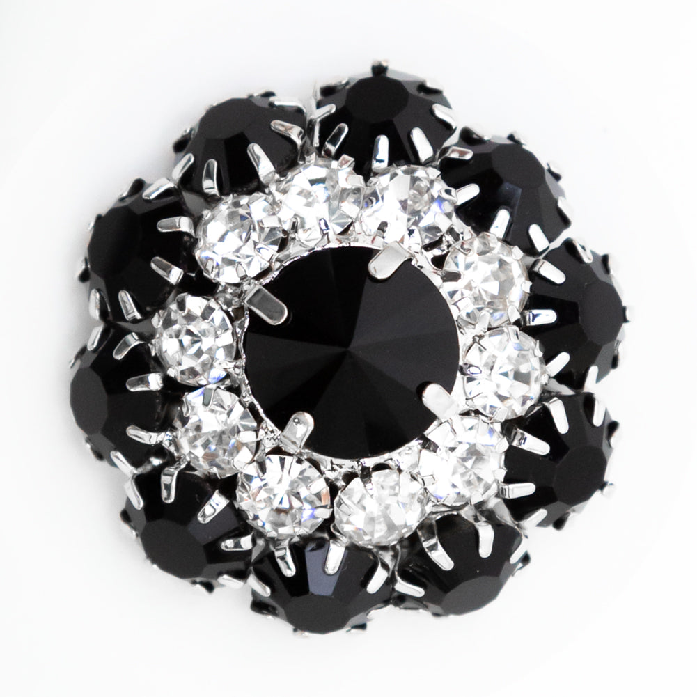 Italian Silver, Black and Crystal Rhinestone Button - 50L/32mm - Joann Fabrics
