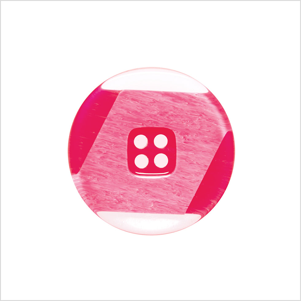 Plastic 2-Hole Button Made in Italy - 36L/23mm - Red and Transparent Geometric with Square Center - Joann Fabrics
