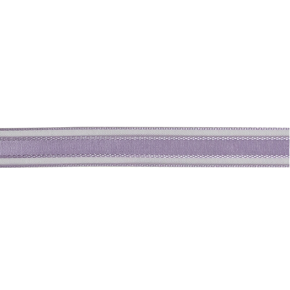 Lilac Woven Ribbon with Sheer Organza Borders - 0.5