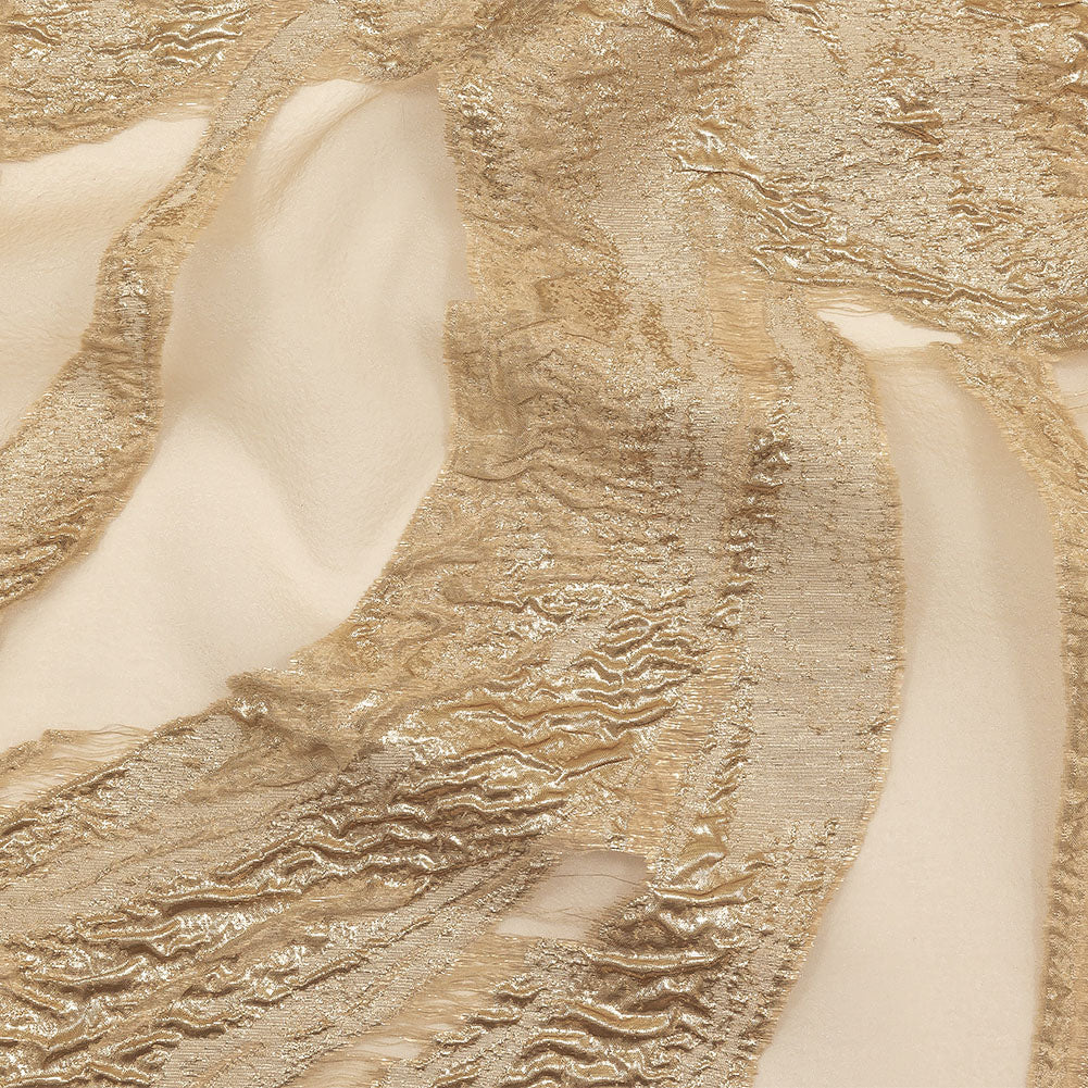 Metallic Gold and Beige Marbled Veins Luxury Burnout Brocade Panel - Joann Fabrics