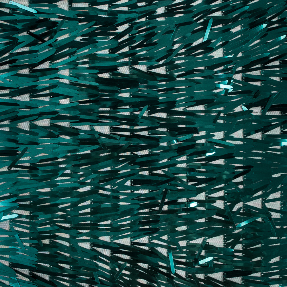 Soft Tulle with Fringe Sequins - Shiny Emerald - Phryne Collection - Joann Fabrics