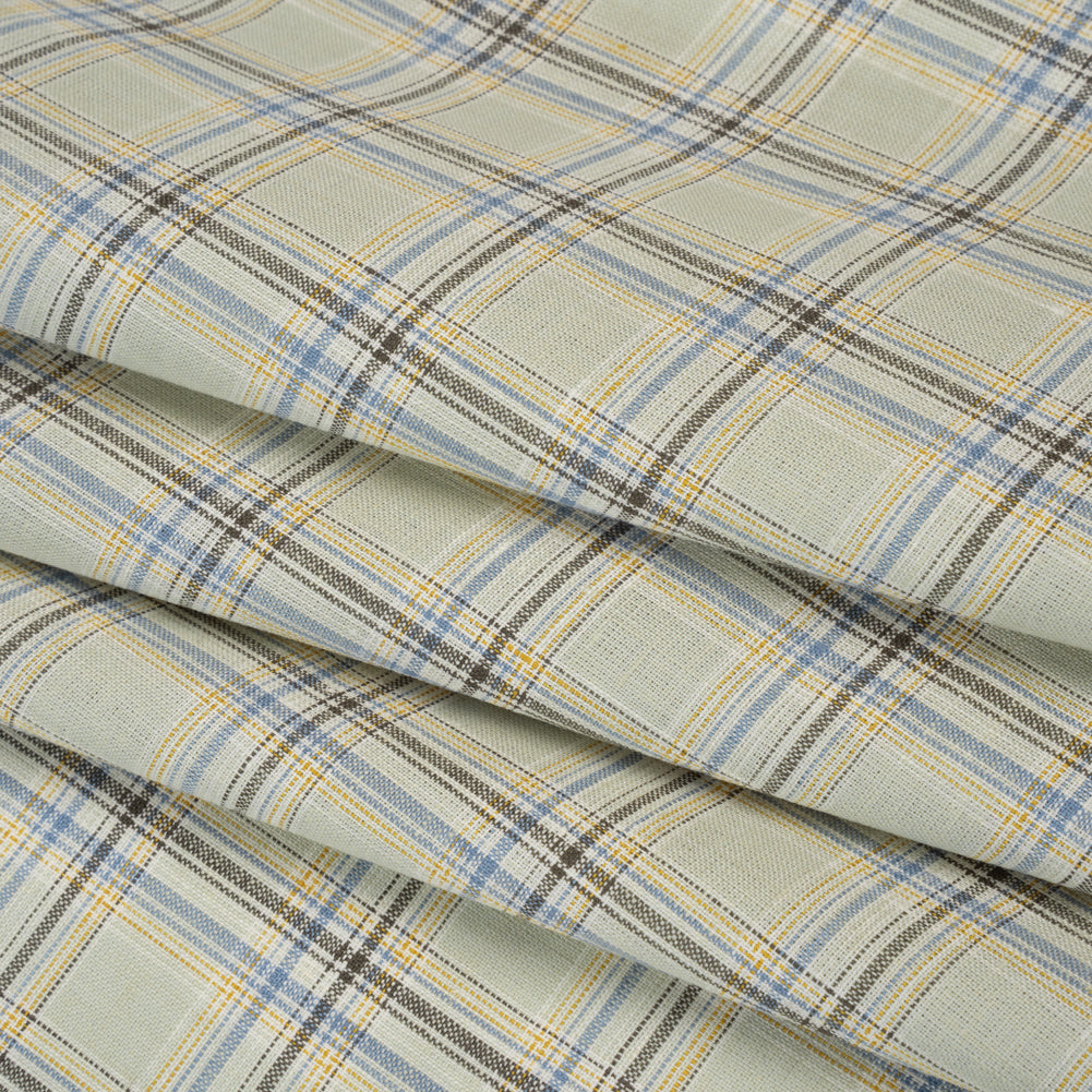 Medium Weight Linen Woven - Light Sage, Yellow and Country Blue Plaid - Joann Fabrics