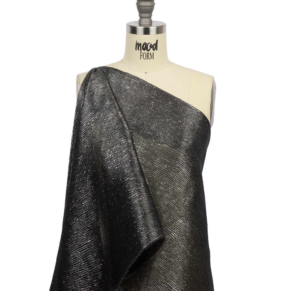 Polyester Chiffon Plisse with All-Over Foil - Black and Silver - Honey Collection - Joann Fabrics
