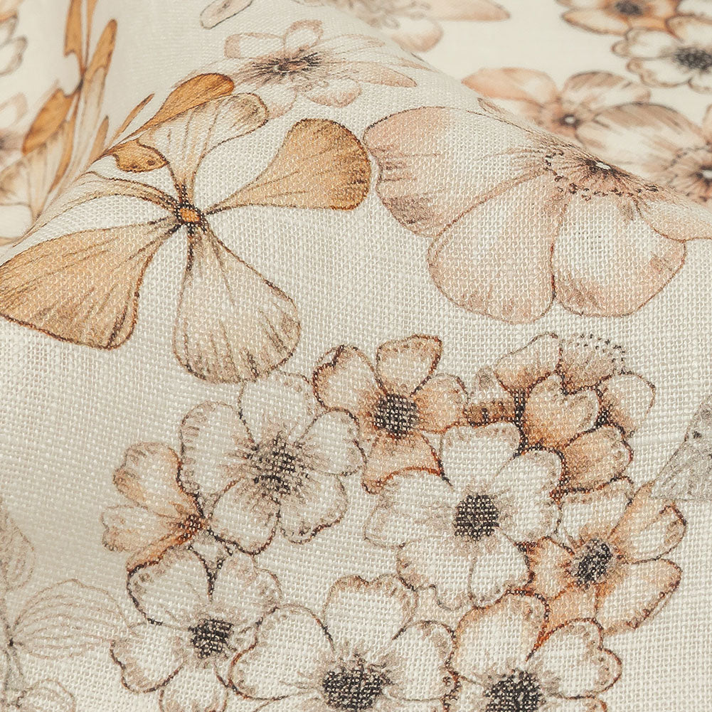 Peach, Red and White Floral Lightweight Linen Woven - Joann Fabrics