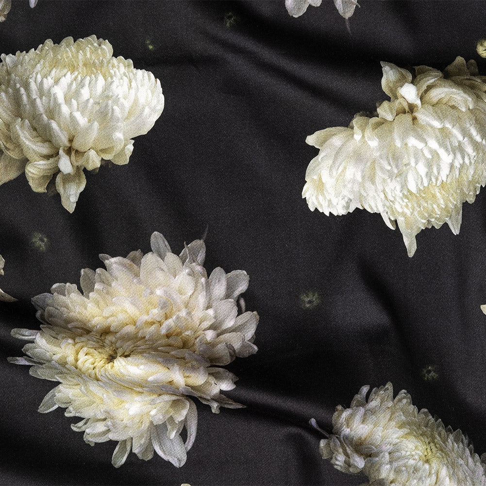 Stretch Cotton Sateen - Pale Yellow and Black Floral - Maiden's Melancholy Print - Mood Exclusive Twilight Collection - Joann Fabrics