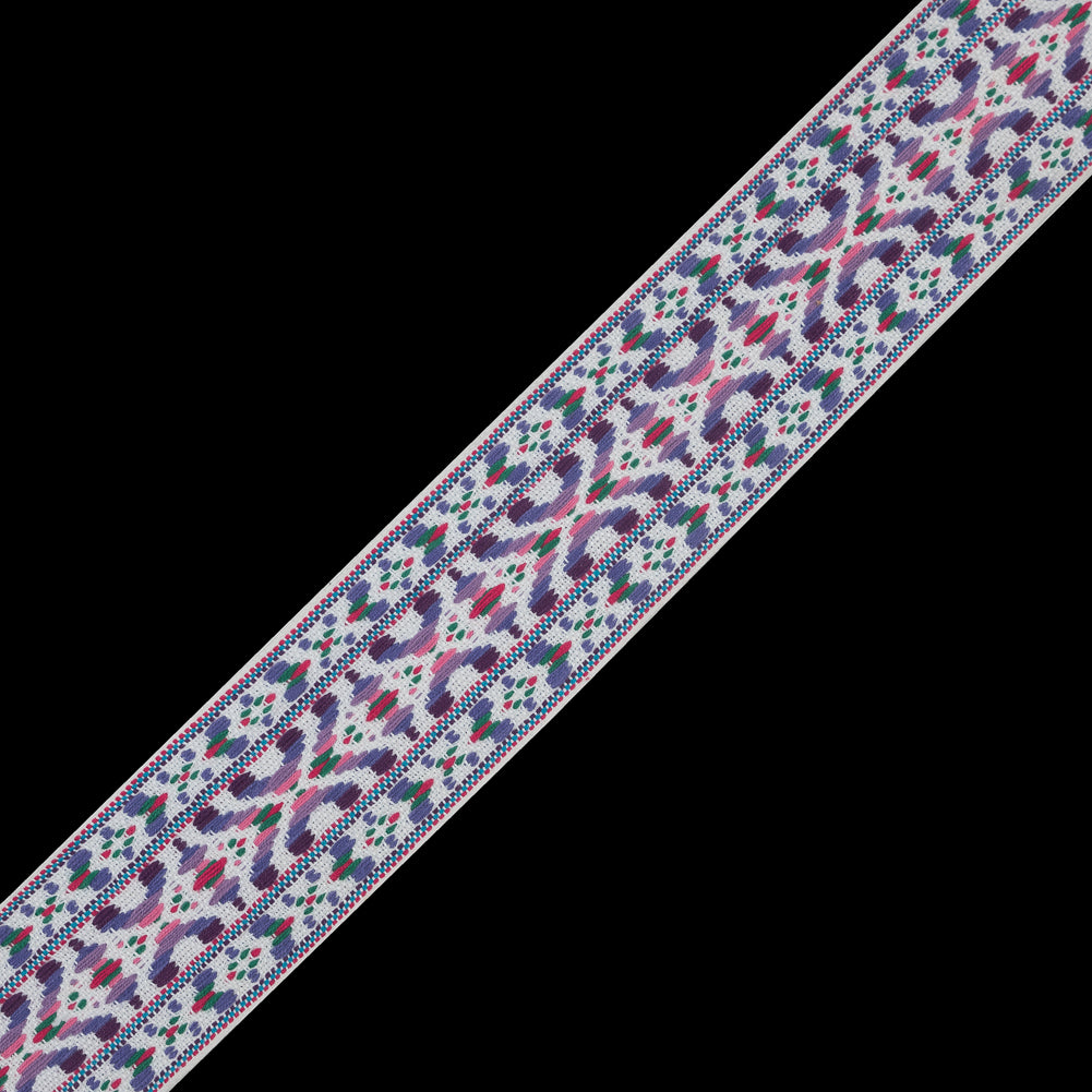 Purple and White Multicolor Jacquard Ribbon - 2