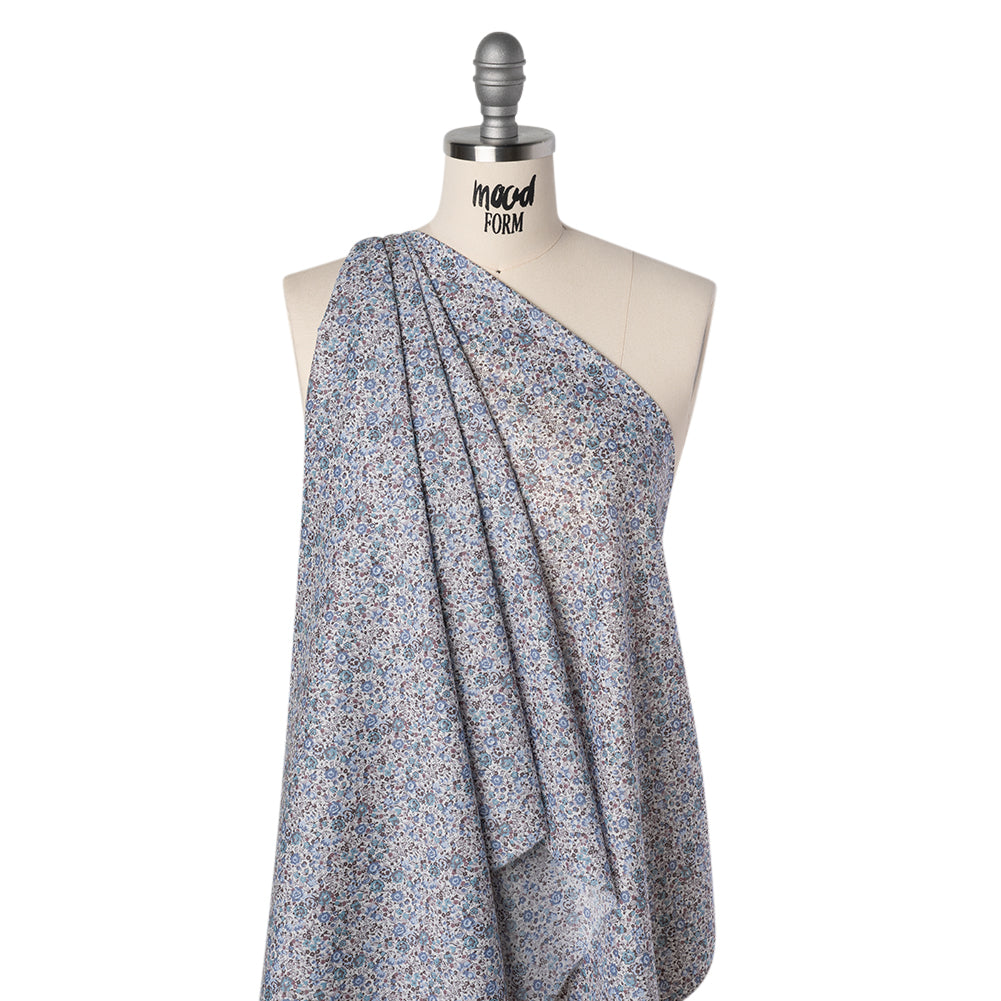 Liberty Fabrics Tana Lawn® - Emma and Georgina Light Blue - Pastel Blue, Sky and Taupe Floral - Joann Fabrics