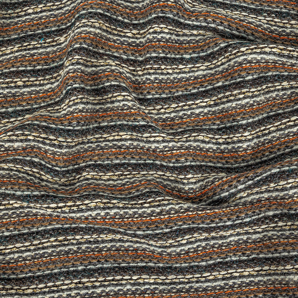 Gray, Gold Flame and Metallic Gold Striped Chunky Wool Knit - Joann Fabrics