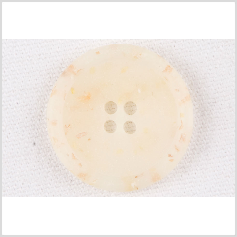 Plastic 4-Hole Button - 28L/18mm - Matte Ivory, Beige and Orange Confetti Spots Dish Shaped - Joann Fabrics