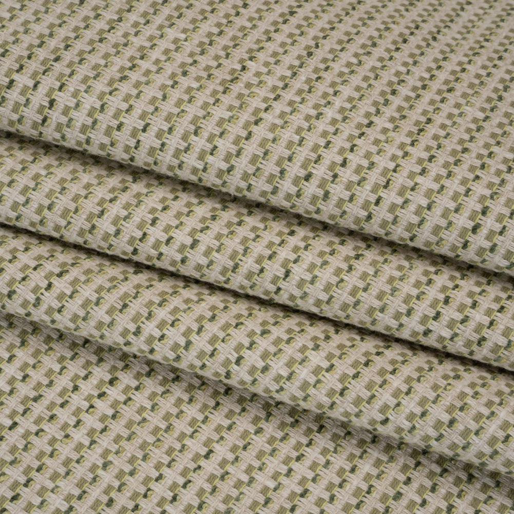 Recycled Polyester and Cotton Jacquard - Moss Little Checked Stripes - British Imported - Joann Fabrics