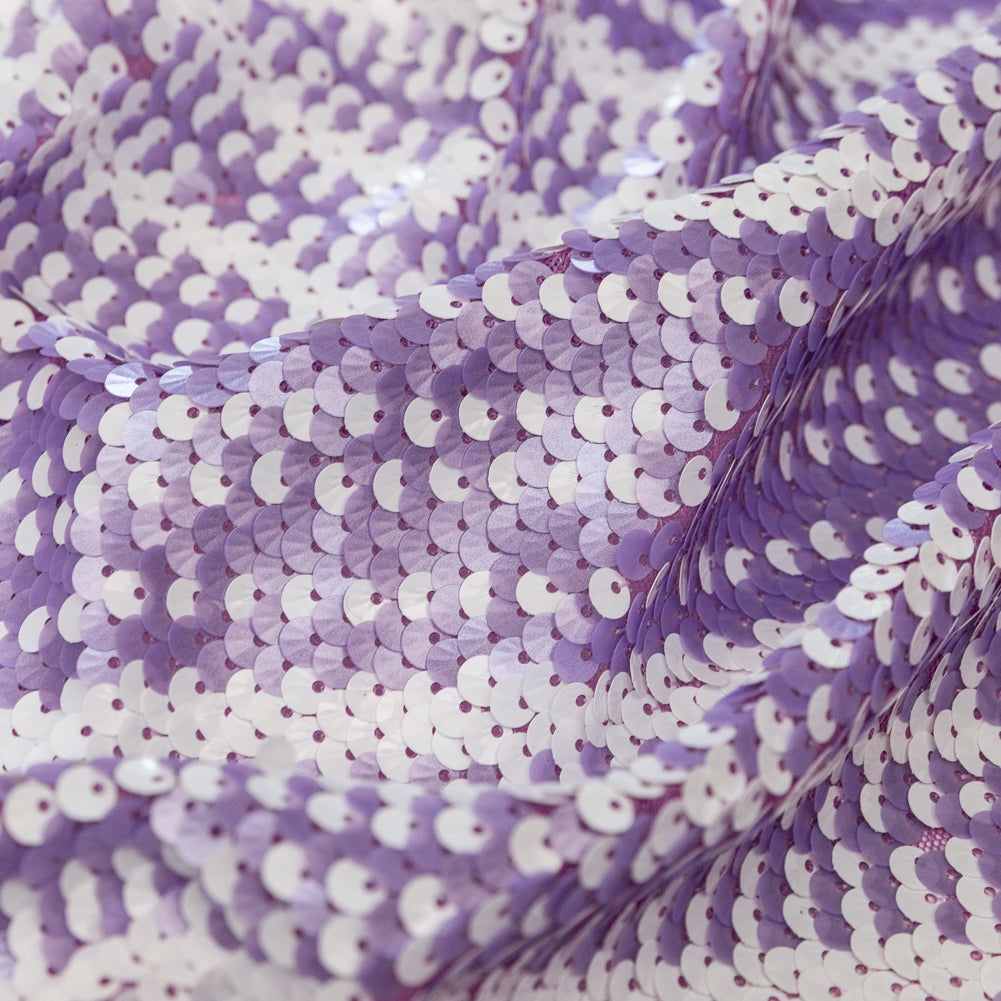 Mesh with Shell Sequins - Fuchsia Pink and White Stripes on Iris Orchid - Joann Fabrics
